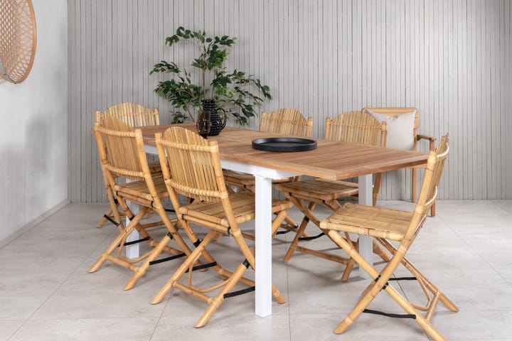 Spisegruppe Panama Forlengningsbar 160 cm + 6 Cane stoler - Venture Home - Hagemøbler & utemiljø - Hagegruppe - Spisegrupper hage