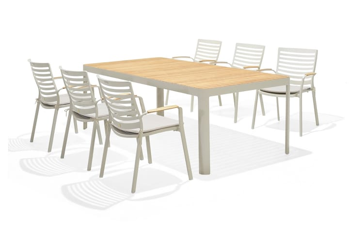 Spisegruppe Portals 209 cm + 6 Stoler - Hvit / Tre - Hagemøbler & utemiljø - Loungemøbler - Loungesofaer
