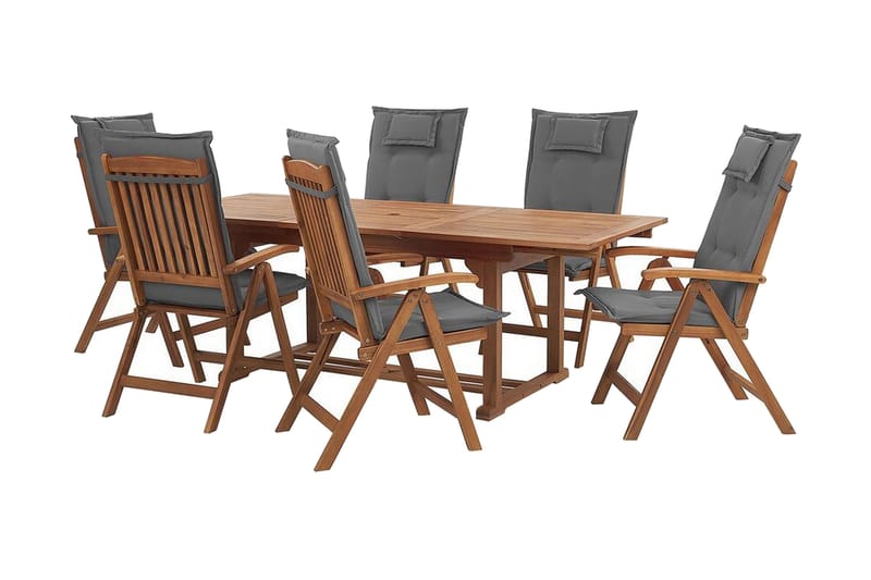 Spisegruppe Riliegh 220 cm + 6 stoler - Grafittgrå - Hagemøbler & utemiljø - Stoler & Lenestoler - Spisestol ute