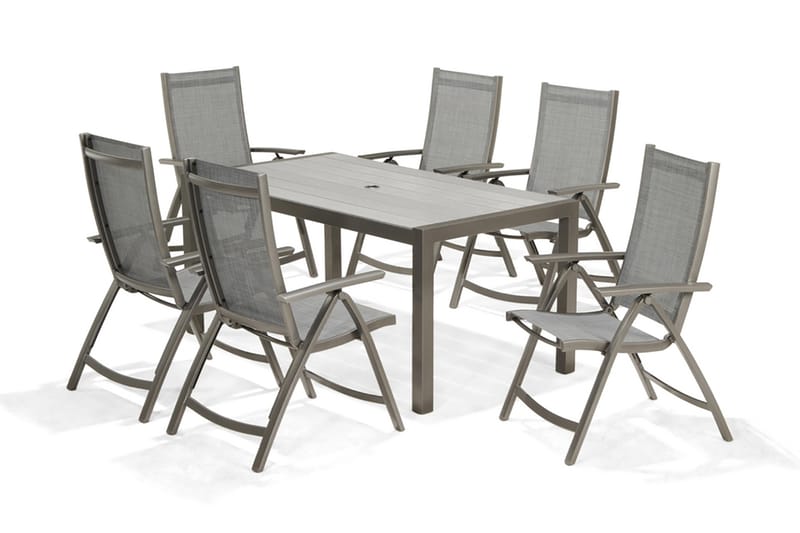 Spisegruppe Solana 160 cm + 4 Posisjonsstoler - Grå - Hagemøbler & utemiljø - Hagegruppe - Spisegrupper hage