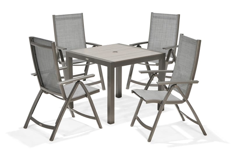 Spisegruppe Solana 88 cm + 4 Posisjonsstoler - Grå - Hagemøbler & utemiljø - Hagegruppe - Spisegrupper hage