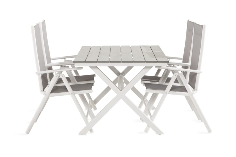 Spisegruppe Tunis 150 cm + 4 Maggie Posisjonsstoler - Svart|Hvit|Grå - Hagemøbler & utemiljø - Hagegruppe - Spisegrupper hage