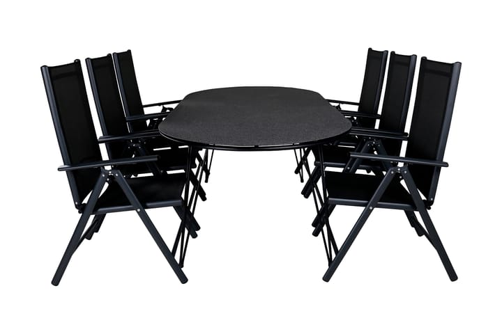 Spisegruppe Viggo 200 cm + 6 Break stoler - Grå / Svart - Hagemøbler & utemiljø - Hagegruppe - Spisegrupper hage