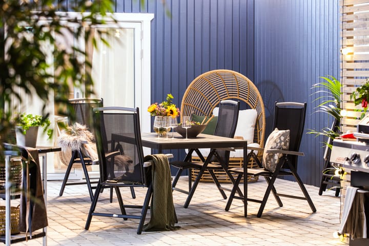 Spisegruppe Zaide 150 cm + 4 Monaco Posisjonsstoler - Hagemøbler & utemiljø - Hagegruppe - Spisegrupper hage