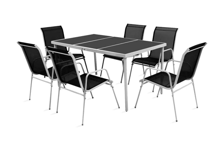 Utendørs spisestue 7 deler stål svart - Svart - Hagemøbler & utemiljø - Stoler & Lenestoler - Spisestol ute