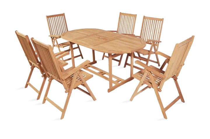 Utendørs spisestue med brettbare stoler 7 deler heltre teak - Brun - Hagemøbler & utemiljø - Hagegruppe - Spisegrupper hage