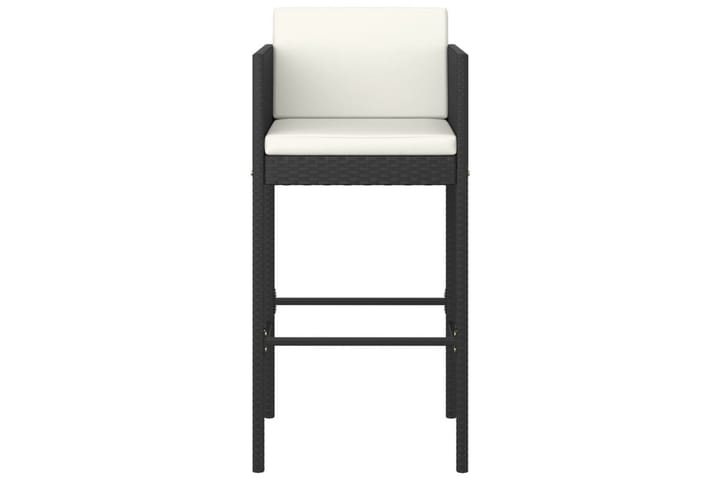 Barstoler med puter 4 stk svart polyrotting - Svart - Hagemøbler & utemiljø - Stoler & Lenestoler - Barstoler utendørs