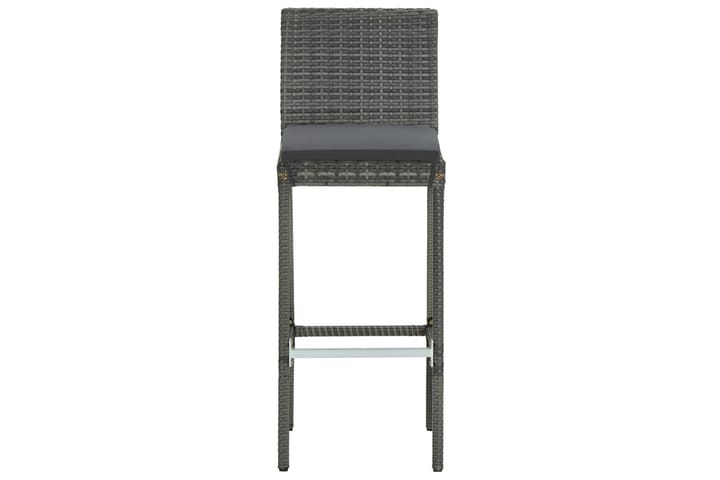 Utendørs barstoler med puter 2 stk grå polyrotting - Grå - Hagemøbler & utemiljø - Stoler & Lenestoler - Barstoler utendørs