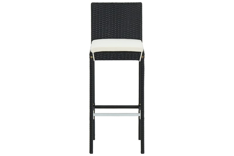 Utendørs barstoler med puter 4 stk svart polyrotting - Svart - Hagemøbler & utemiljø - Stoler & Lenestoler - Barstoler utendørs