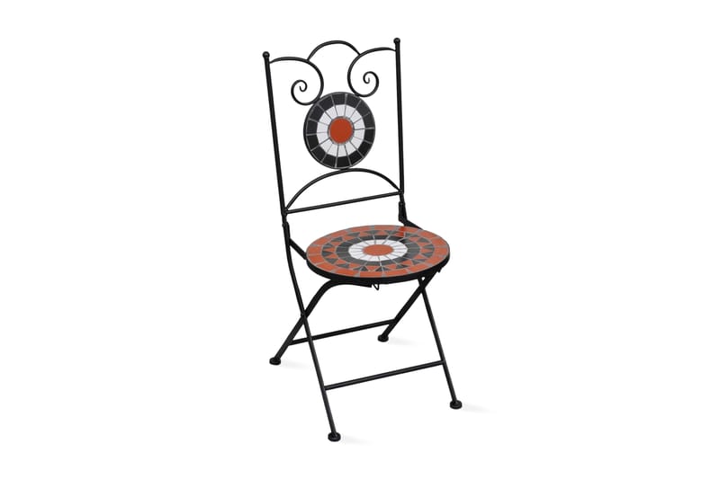 Sammenleggbare bistrostoler 2 stk keramikk terrakotta & hvit - Flerfarget - Hagemøbler & utemiljø - Balkong & terrasse - Balkongmøbler - Balkongbord
