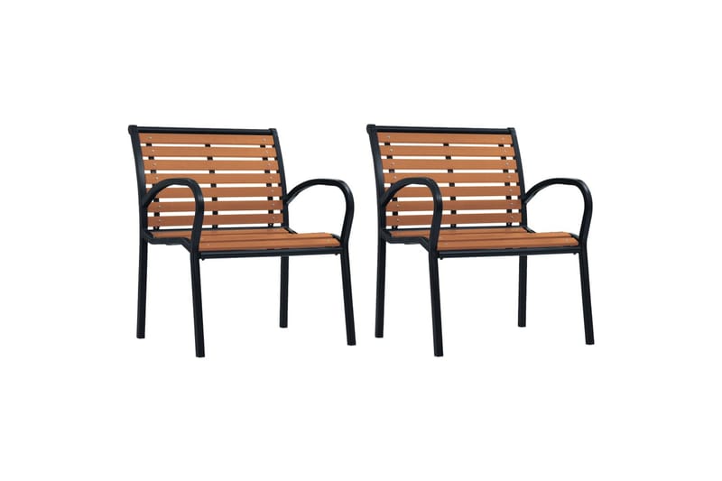 Hagestoler 2 stk stål og WPC svart og brun - Svart - Hagemøbler & utemiljø - Stoler & Lenestoler - Posisjonsstoler