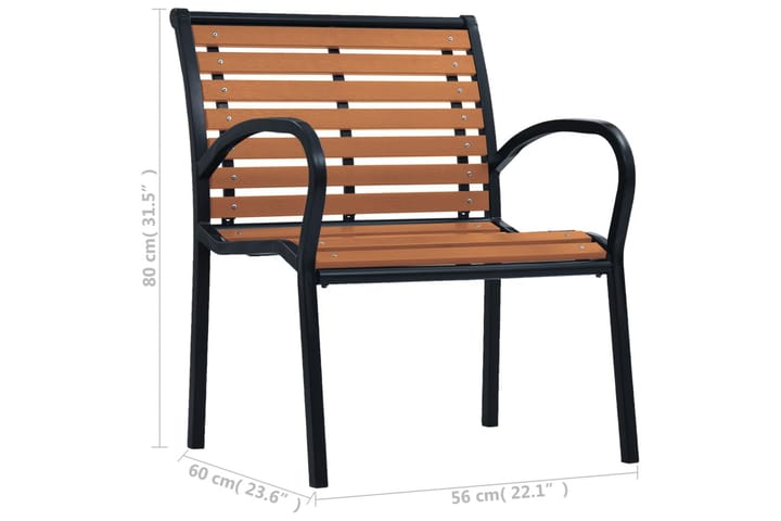 Hagestoler 2 stk stål og WPC svart og brun - Svart - Hagemøbler & utemiljø - Stoler & Lenestoler - Posisjonsstoler