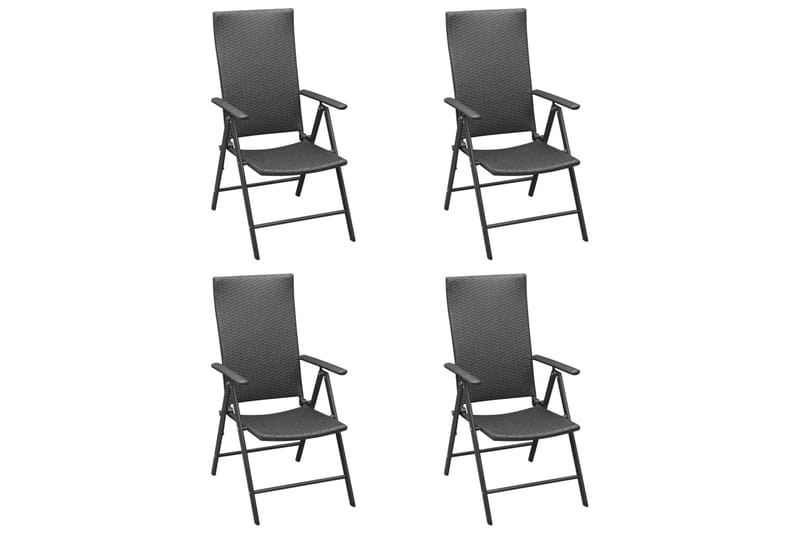 Hagestoler 4 stk polyrotting svart - Svart - Hagemøbler - Stoler & Lenestoler - Posisjonsstoler