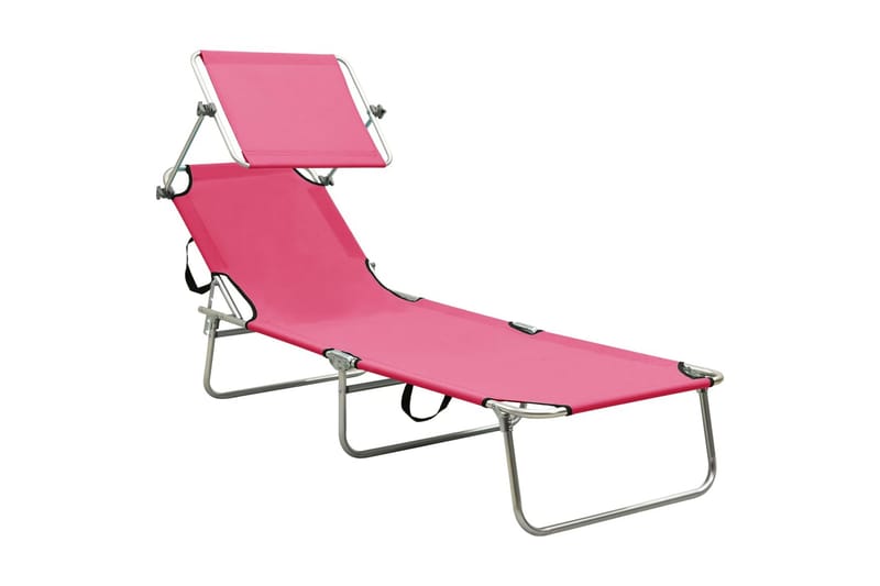 Sammenleggbar solseng med baldakin rosa aluminium - Rosa - Hagemøbler & utemiljø - Stoler & Lenestoler - Solsenger & solvogner