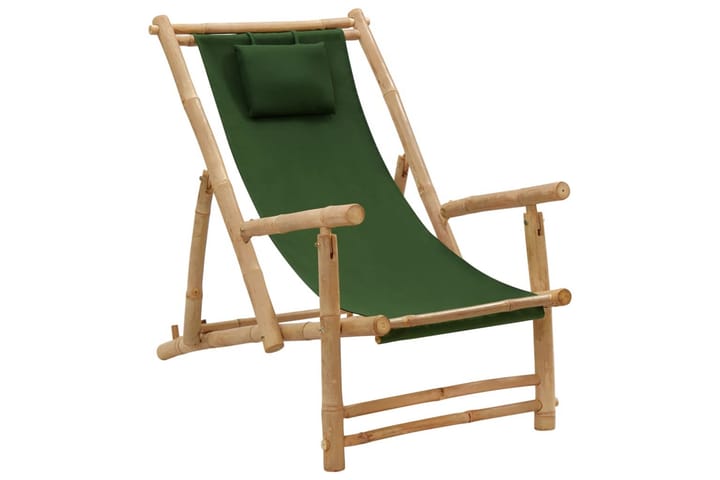 Fluktstol bambus og lerret grønn - grønn - Hagemøbler & utemiljø - Stoler & Lenestoler - Solstoler