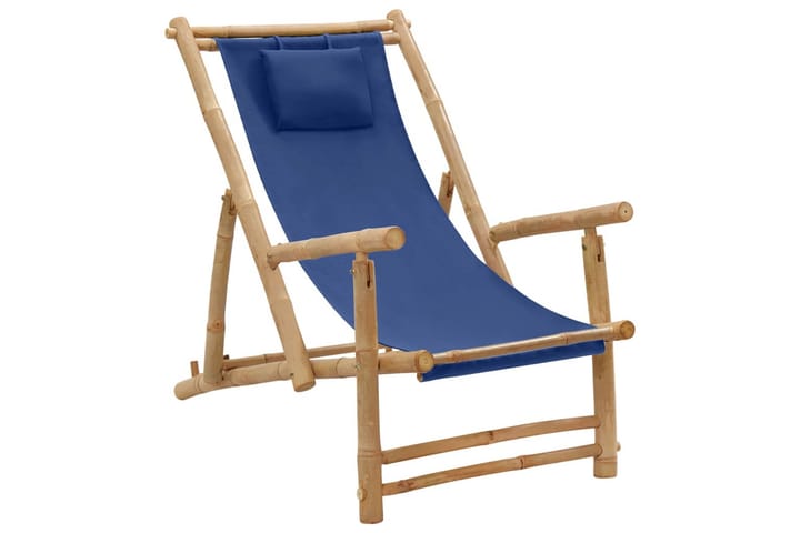 Fluktstol bambus og lerret marineblå - Blå - Hagemøbler & utemiljø - Stoler & Lenestoler - Solstoler