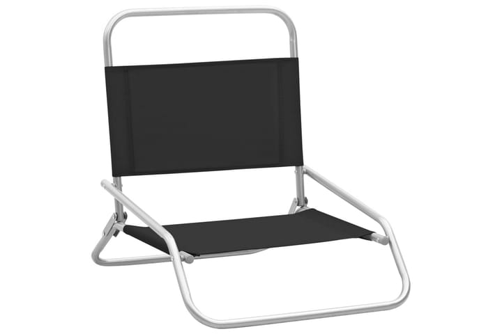 Sammenleggbare strandstoler 2 stk svart stoff - Svart - Hagemøbler & utemiljø - Stoler & Lenestoler - Solstoler