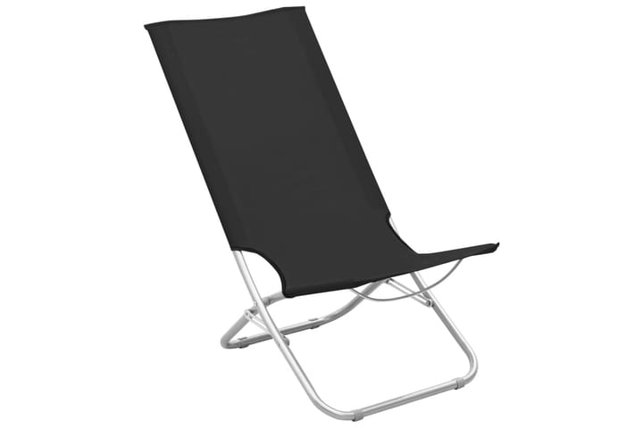 Sammenleggbare strandstoler 2 stk svart stoff - Svart - Hagemøbler - Velg etter materiale - Kunstrotting