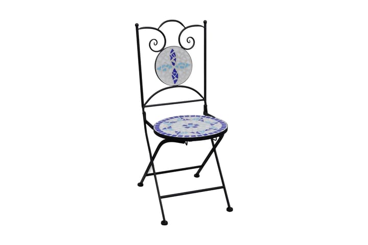 Sammenleggbare bistrostoler 2 stk keramikk blå og hvit - Flerfarget - Hagemøbler & utemiljø - Hagegruppe - Cafégrupper