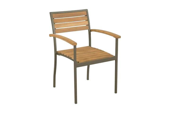 Stablestoler 2 stk heltre akasie og stål - Brun|Beige - Hagemøbler & utemiljø - Stoler & Lenestoler - Spisestol ute