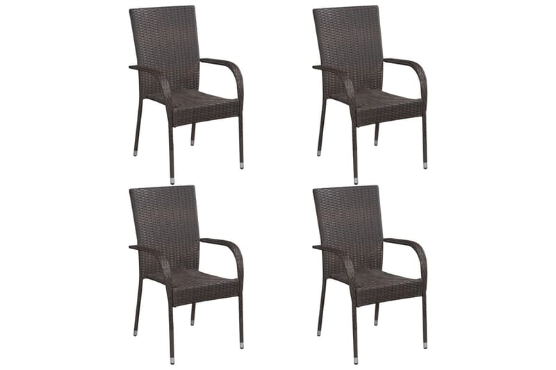 Stablestoler 4 stk polyrotting brun - Brun - Hagemøbler & utemiljø - Stoler & Lenestoler - Spisestol ute
