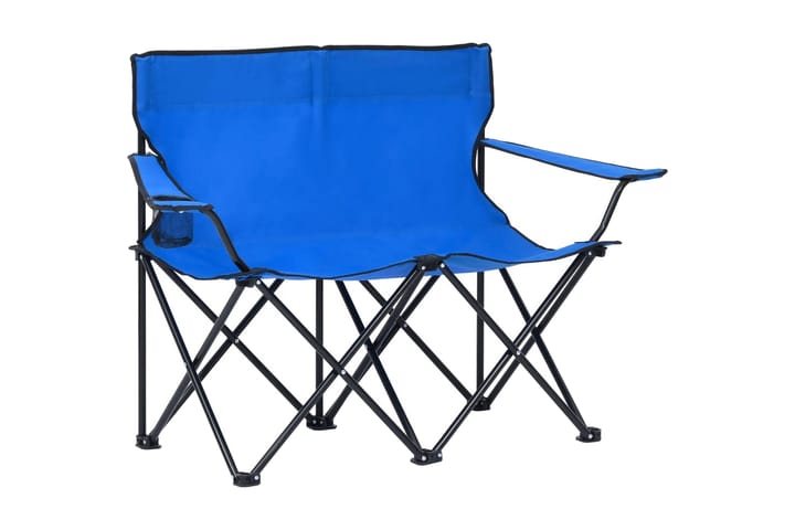 2-seters campingstol sammenleggbar stål og stoff blå - Blå - Hagemøbler & utemiljø - Stoler & Lenestoler - Strandstoler & campingstoler