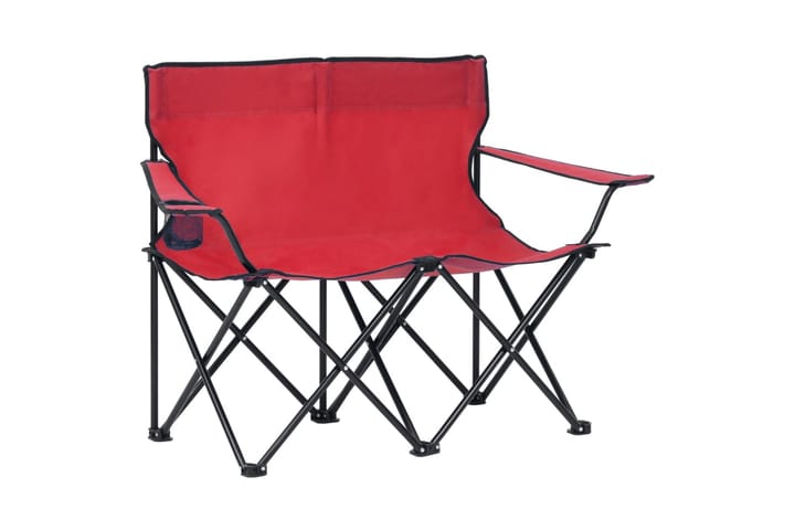 2-seters campingstol sammenleggbar stål og stoff rød - Rød - Hagemøbler & utemiljø - Stoler & Lenestoler - Strandstoler & campingstoler