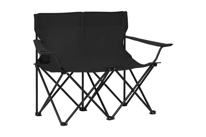 2-seters campingstol sammenleggbar stål og stoff svart - Svart - Hagemøbler & utemiljø - Stoler & Lenestoler - Solstoler