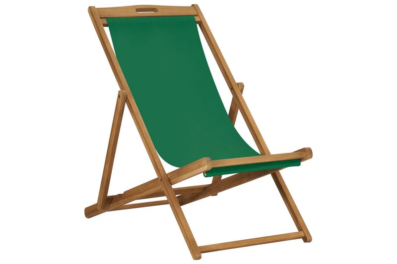 Sammenleggbar strandstol heltre teak grønn - Grønn - Hagemøbler & utemiljø - Stoler & Lenestoler - Strandstoler & campingstoler