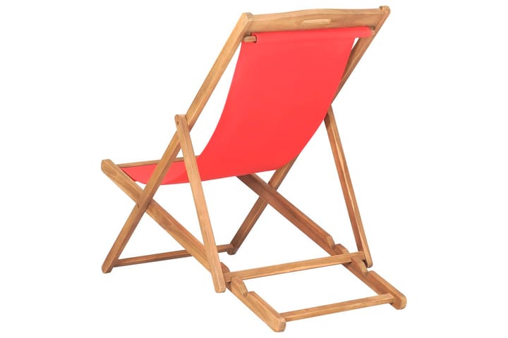 Sammenleggbar strandstol heltre teak rød - Rød - Hagemøbler & utemiljø - Stoler & Lenestoler - Strandstoler & campingstoler