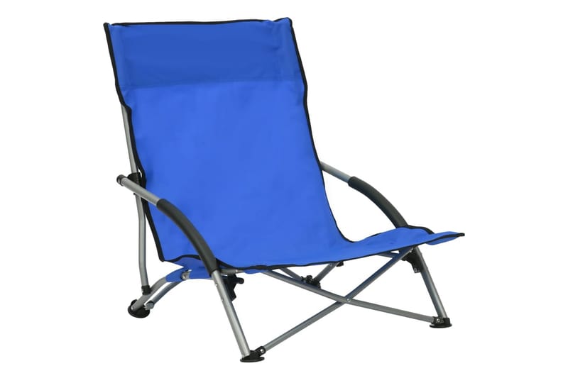 Sammenleggbare strandstoler 2 stk blå stoff - Blå - Hagemøbler & utemiljø - Stoler & Lenestoler - Strandstoler & campingstoler