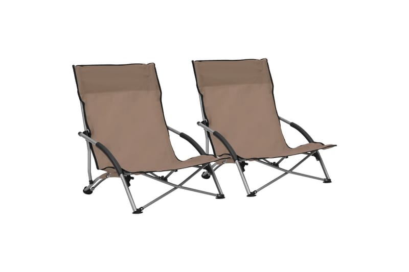 Sammenleggbare strandstoler 2 stk gråbrun stoff - Taupe - Hagemøbler & utemiljø - Stoler & Lenestoler - Strandstoler & campingstoler