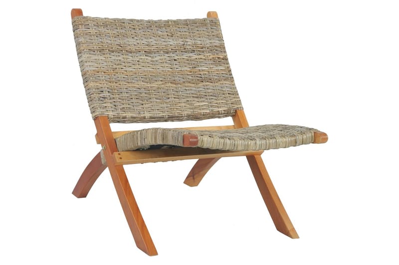 Lenestol naturlig kubu-rotting og heltre mahogni - Hagemøbler & utemiljø - Loungemøbler - Loungestol utendørs