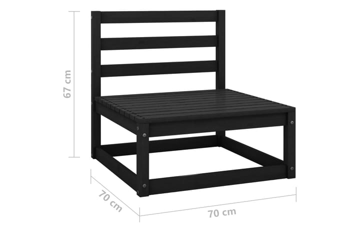 Utendørs midtsofaer 2 stk svart heltre furu - Svart - Hagemøbler - Loungemøbler - Moduler