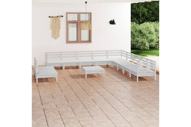 Hagesofagruppe 12 deler hvit heltre furu - Hvit - Hagemøbler & utemiljø - Loungemøbler - Loungegrupper