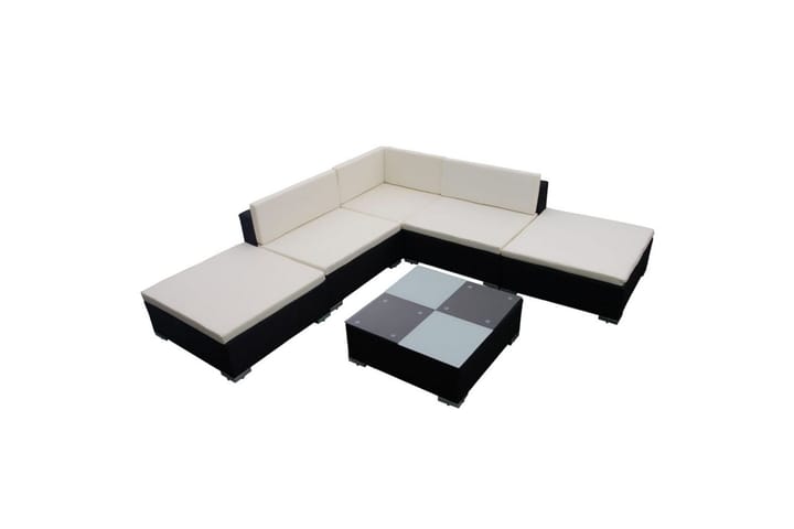 Hagesofagruppe med puter 6 deler polyrotting svart - Hagemøbler & utemiljø - Loungemøbler - Loungesofaer