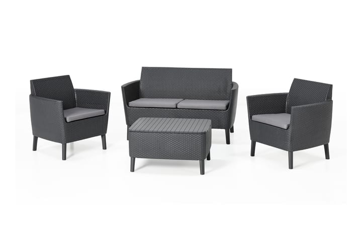 Sofagruppe Salemo 2-seters + 2 Lenestoler m Pute Antrasitt/G - Keter - Hagemøbler & utemiljø - Loungemøbler - Loungegrupper