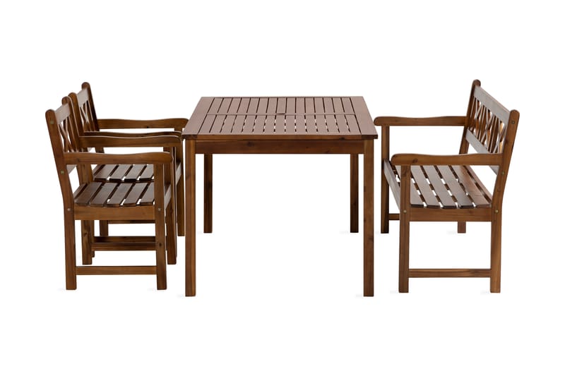 Spisegruppe 180 cm + 2 stoler + benk oljet Akasie - Hagemøbler & utemiljø - Loungemøbler - Loungegrupper