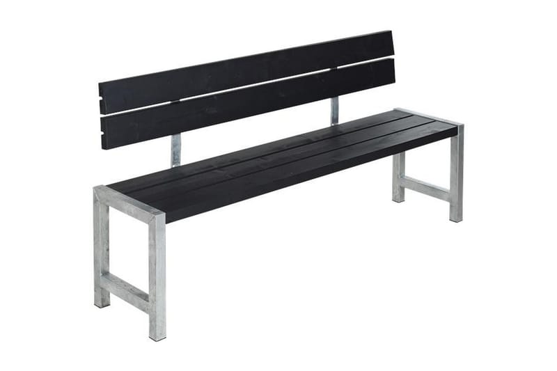 Plankebenk med planker og ryggstøtte - Svart - Hagemøbler & utemiljø - Loungemøbler - Loungesofaer