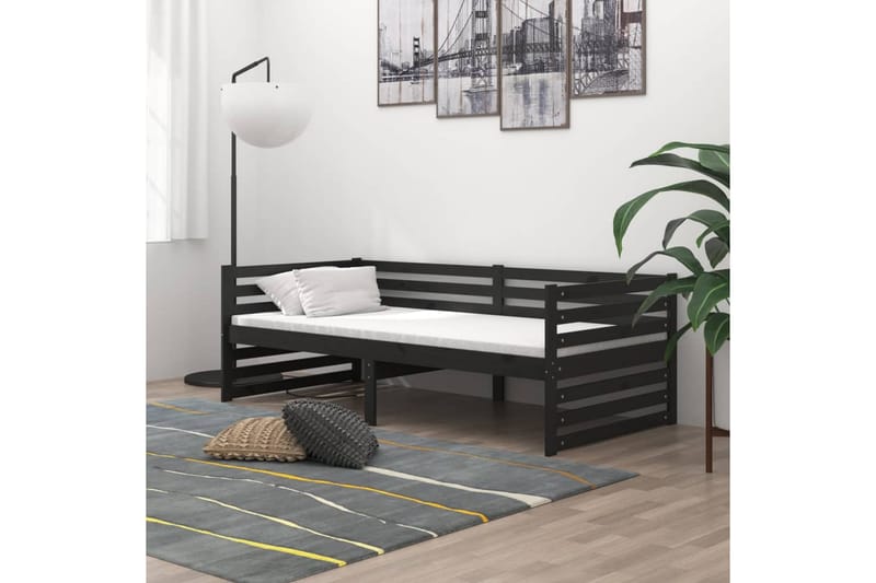Sengeramme svart heltre furu 90x200 cm - Svart - Hagemøbler & utemiljø - Loungemøbler - Solseng
