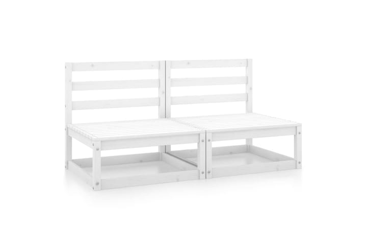 Utendørs midtsofaer 2 stk hvit heltre furu - Hvit - Hagemøbler & utemiljø - Loungemøbler - Loungesofaer