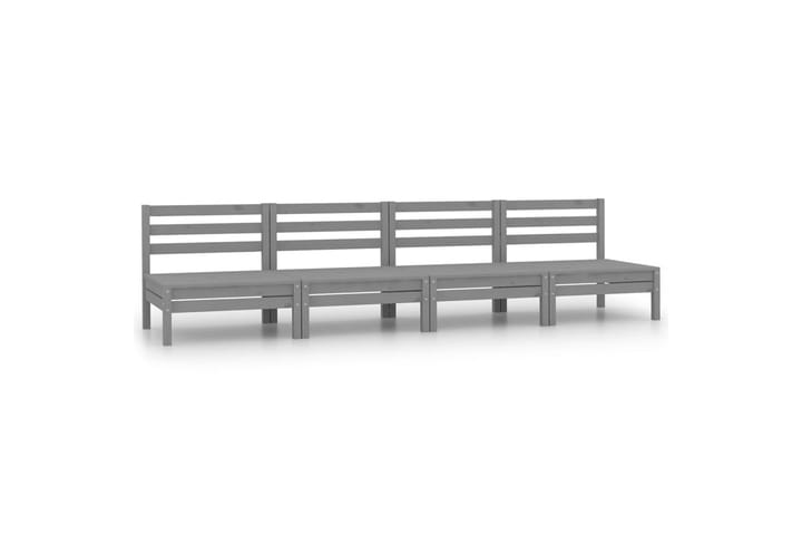 Utendørs midtsofaer 4 stk grå heltre furu - Grå - Hagemøbler & utemiljø - Loungemøbler - Loungesofaer