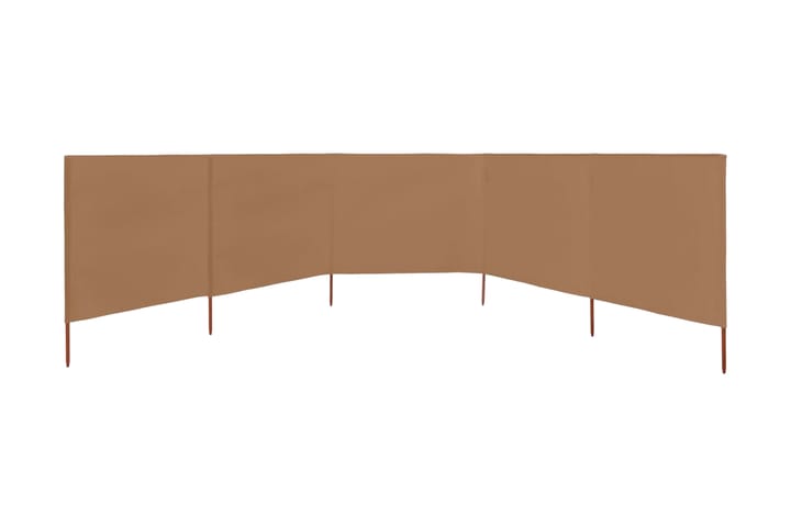 Vindskjerm 5 paneler stoff 600x120 cm gråbrun - Brun - Hagemøbler & utemiljø - Solbeskyttelse - Avskjerming & vindskjerm