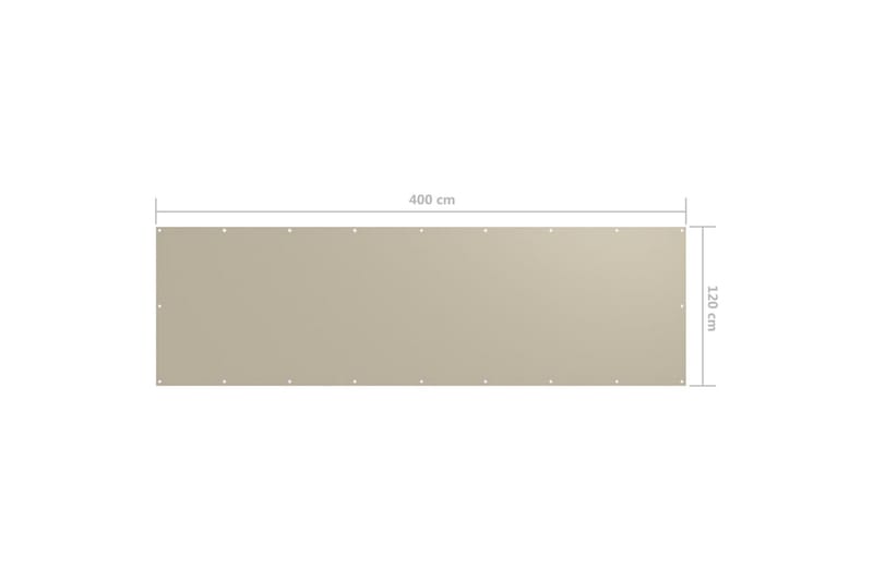 Balkongskjerm beige 120x400 cm oxfordstoff - Beige - Hagemøbler & utemiljø - Solbeskyttelse - Balkongbeskyttelse