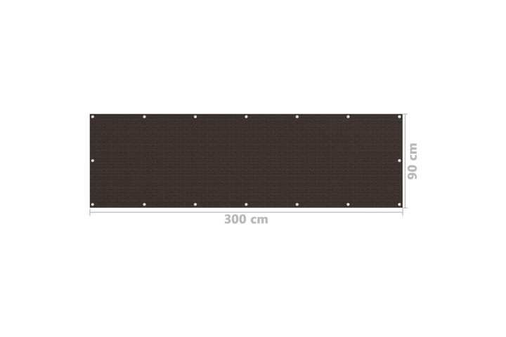 Balkongskjerm brun 90x300 cm HDPE - Brun - Hagemøbler & utemiljø - Solbeskyttelse - Balkongbeskyttelse