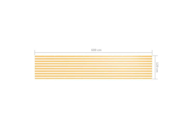 Balkongskjerm hvit og gul 120x600 cm oxfordstoff - Flerfarget - Hagemøbler & utemiljø - Solbeskyttelse - Balkongbeskyttelse