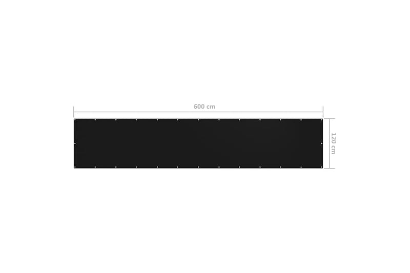 Balkongskjerm svart 120x600 cm oxfordstoff - Svart - Hagemøbler & utemiljø - Solbeskyttelse - Balkongbeskyttelse