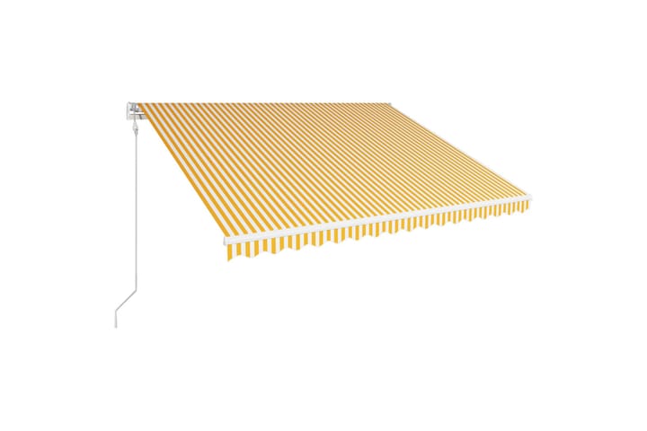 Automatisk inntrekkbar markise 400x300 cm gul og hvit - Hagemøbler & utemiljø - Solbeskyttelse - Markiser