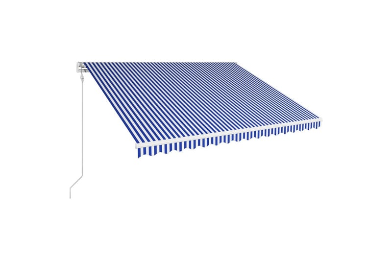 Automatisk uttrekkbar markise 450x300 cm blå og hvit - Hagemøbler & utemiljø - Solbeskyttelse - Markiser