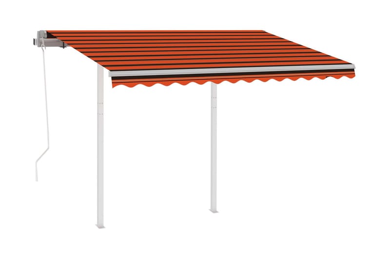 Automatisk uttrekkbar markise med stolper 3,5x2,5m - Oransj - Hagemøbler & utemiljø - Solbeskyttelse - Markiser